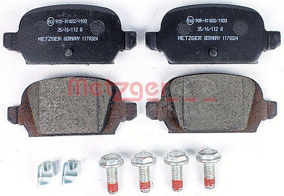 Jeu de 4 plaquettes de frein METZGER ref. 1170324